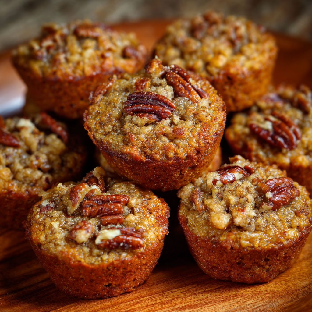 A plate of pecan pie muffins, ready to be enjoyed.
