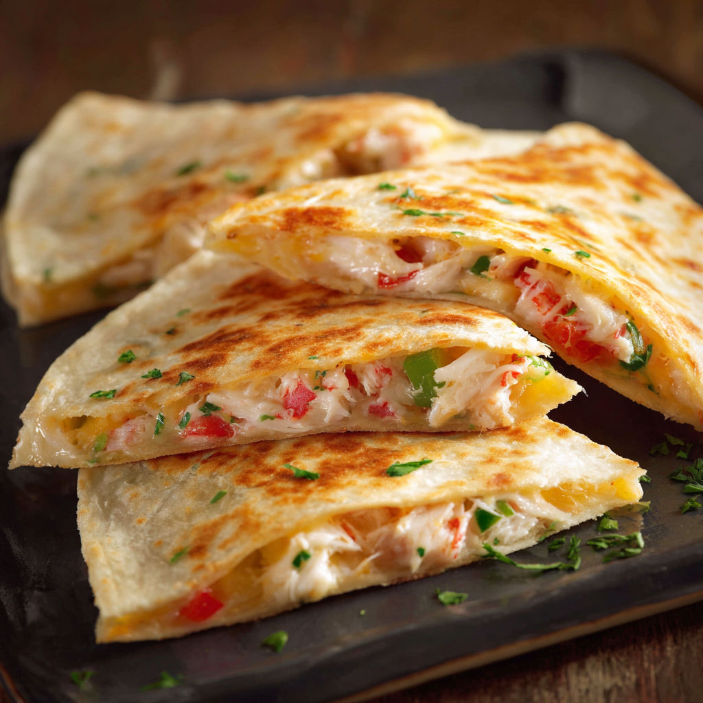 A plate of quesadillas with a variety of toppings, including cheese, tomatoes, and peppers.