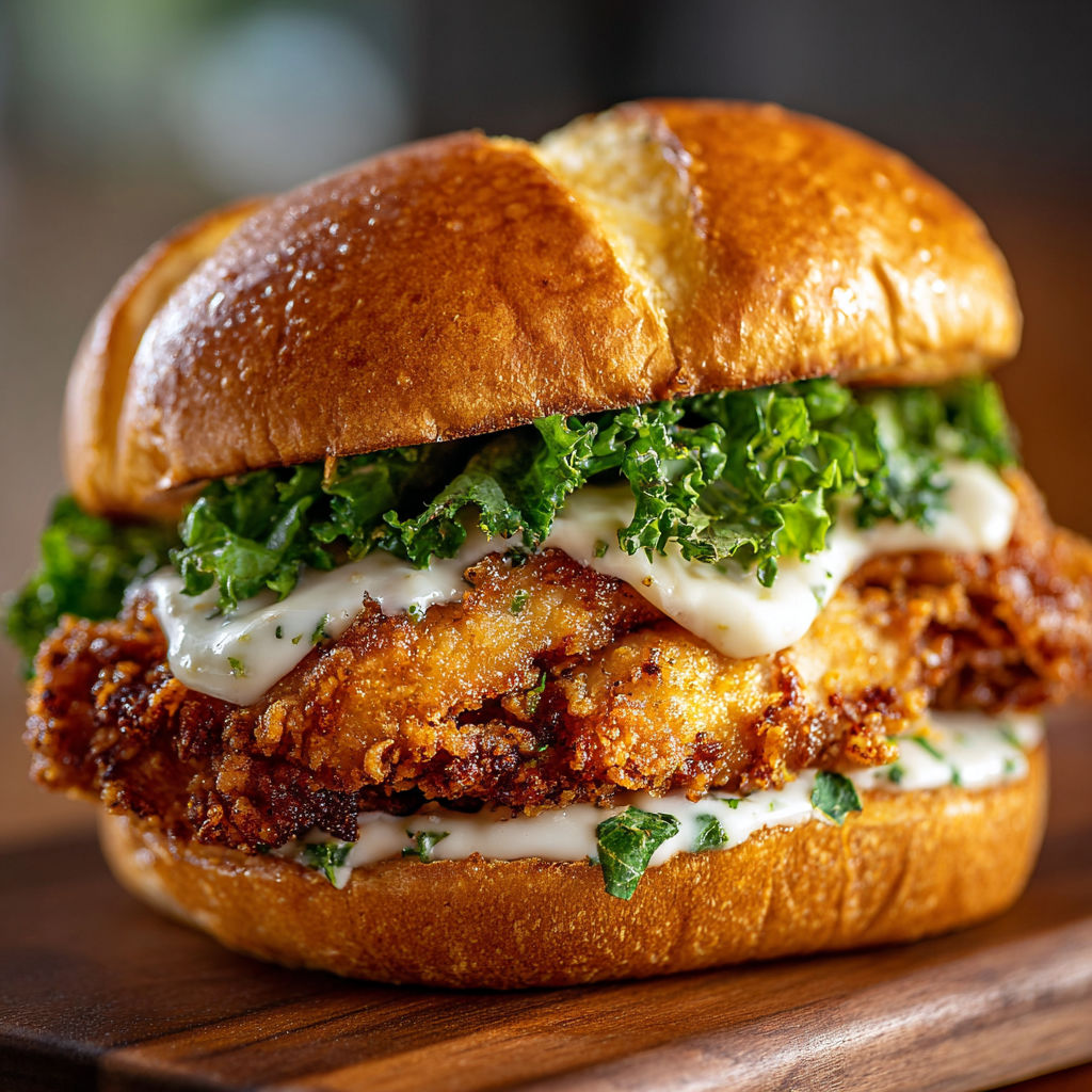 A delicious chicken sandwich with lettuce, tomato, and cheese, served on a wooden table.