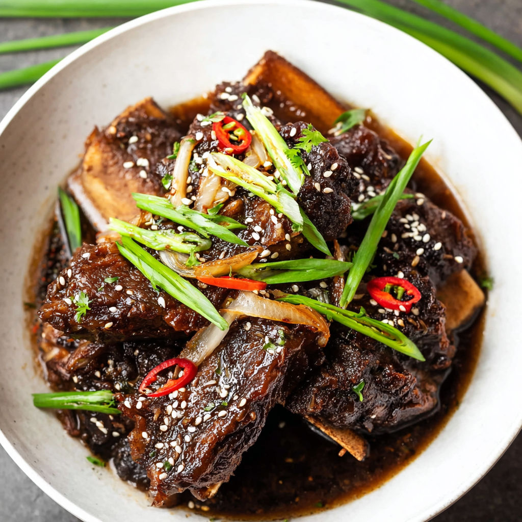 A bowl of beef stew with onions and peppers.