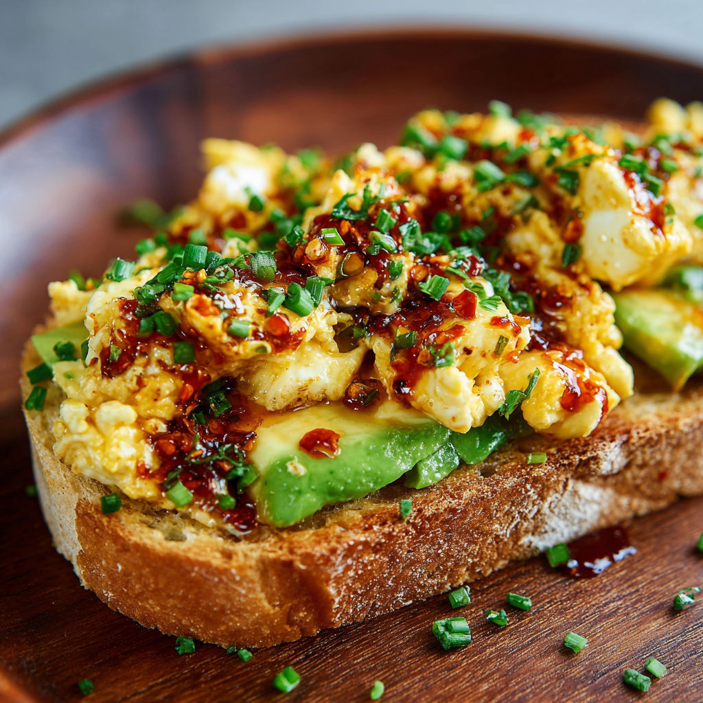 A sandwich with eggs, avocado, and tomatoes on toast.