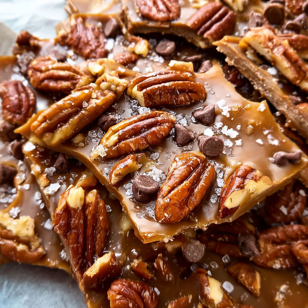 A close-up of a delicious dessert made with chocolate, nuts, and caramel.