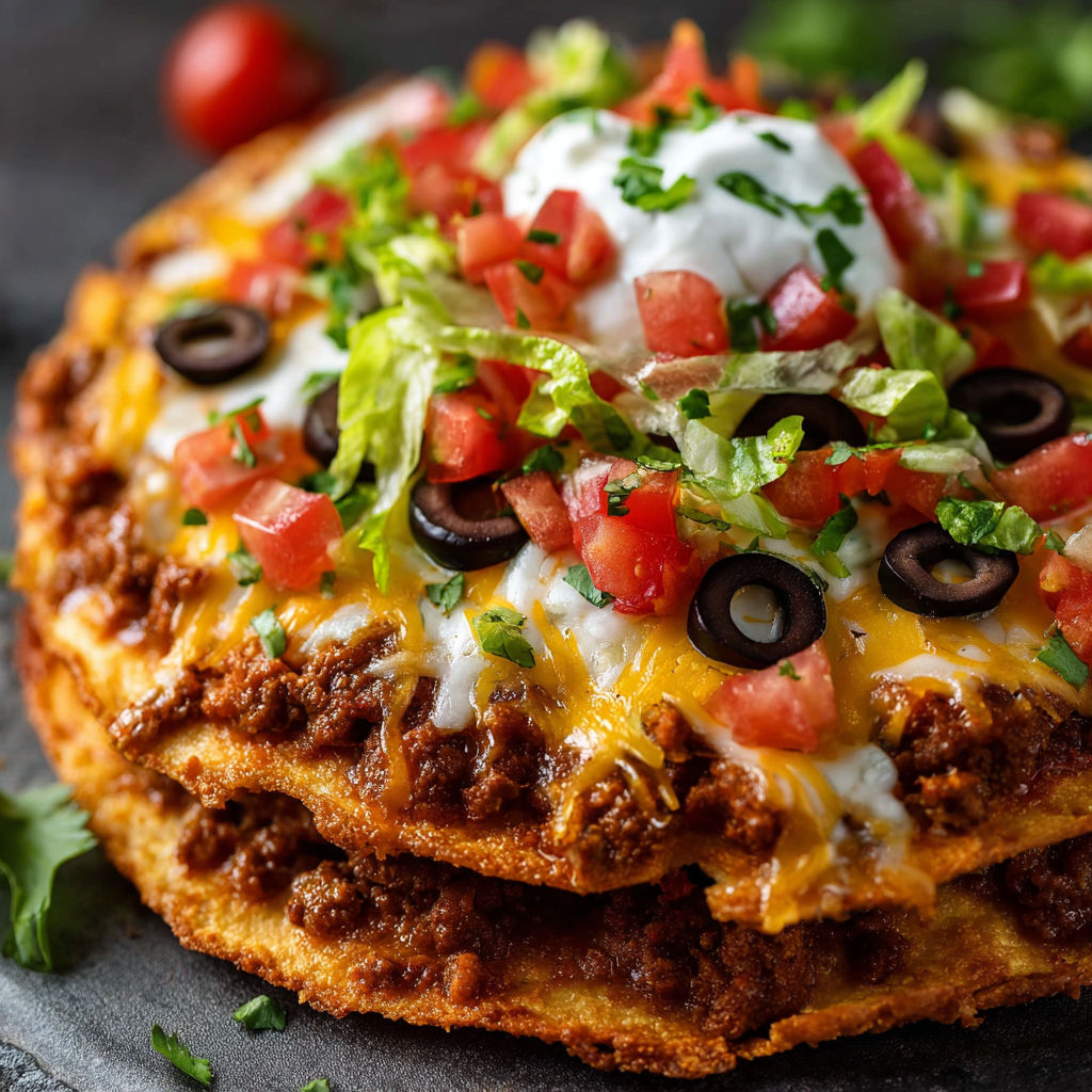 A delicious Mexican pizza with cheese, tomatoes, and olives.