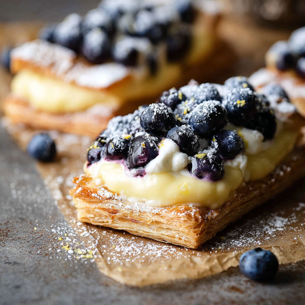 A delicious dessert made with blueberries and whipped cream.