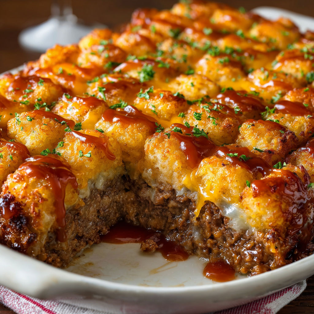 A delicious casserole dish filled with cheese, tomatoes, and onions, all covered in a rich tomato sauce.