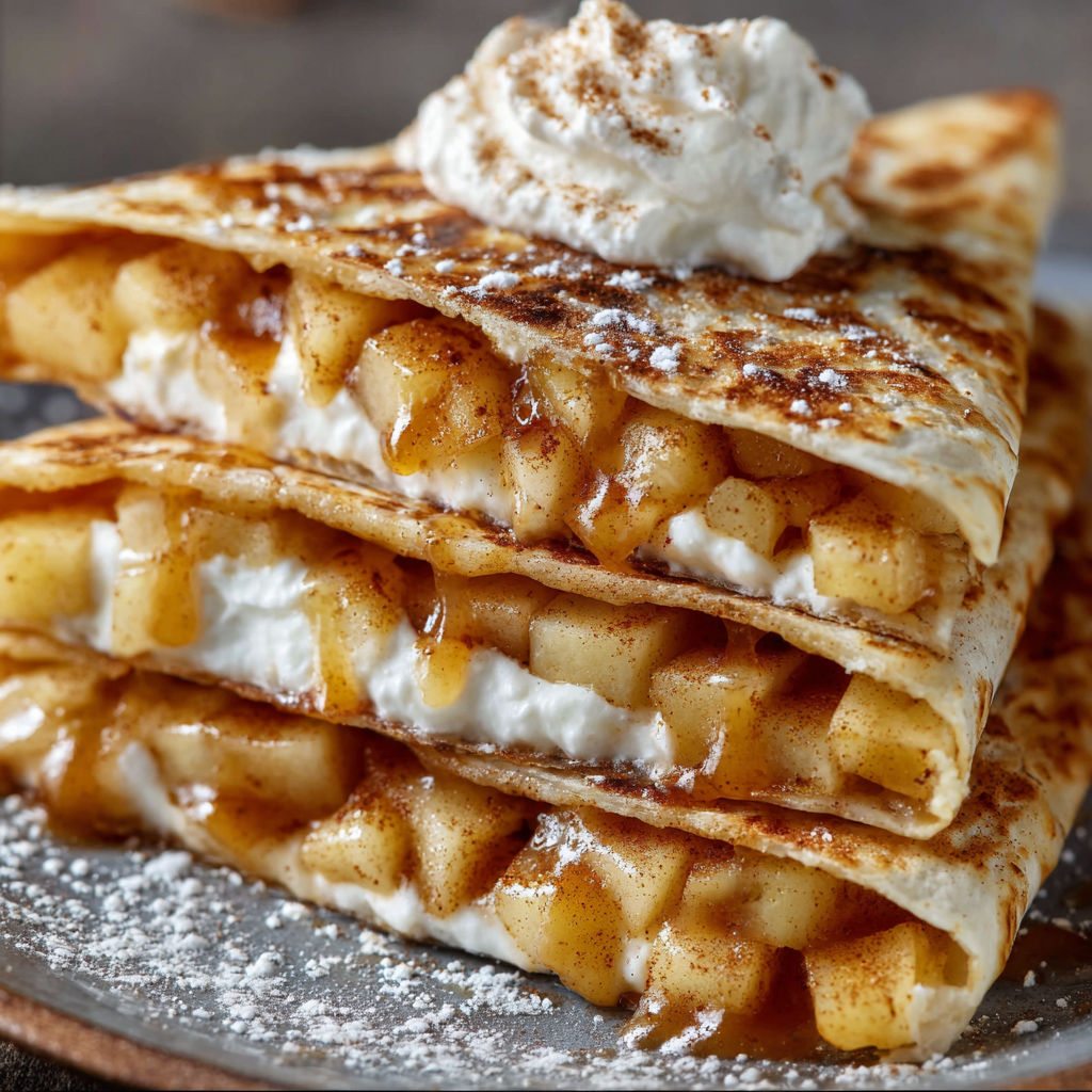 A delicious dessert, Sweet Apple Cinnamon Wraps, is displayed on a plate.