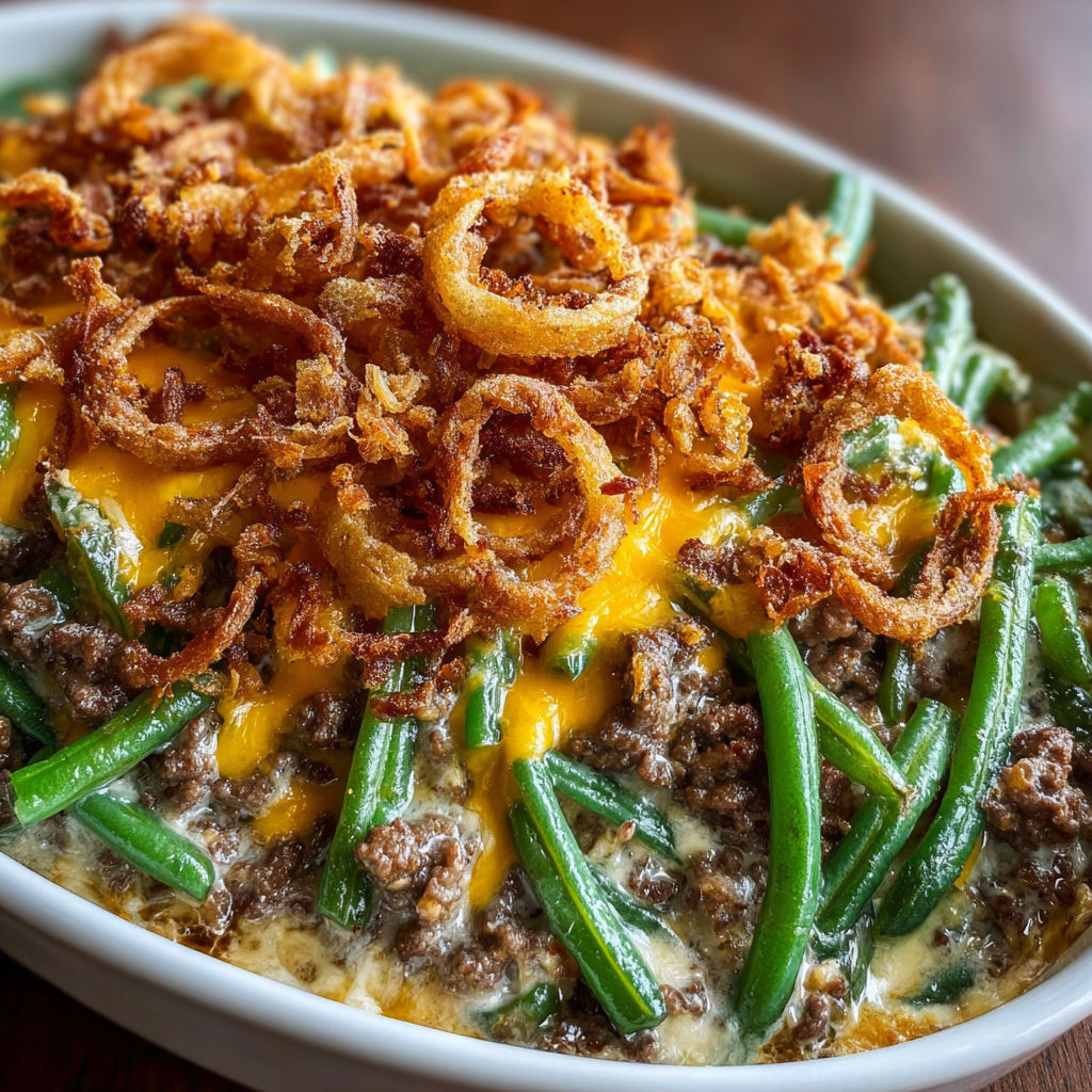 A delicious meal of onion rings and meat, served in a white bowl.