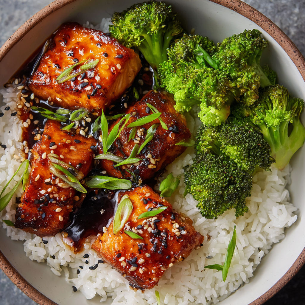 A bowl of rice with broccoli and meat.