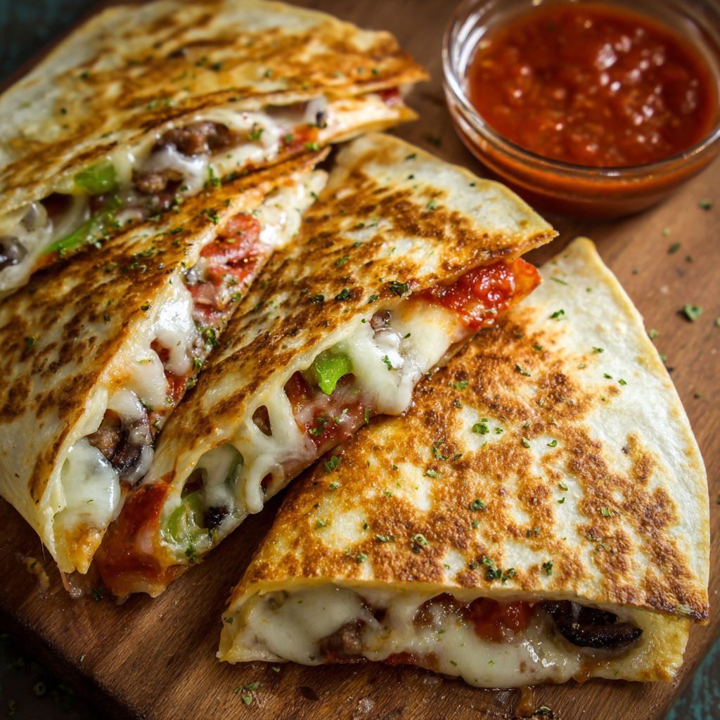 A delicious Mexican dish, the "Taco Supreme," is served on a wooden platter with a side of salsa.