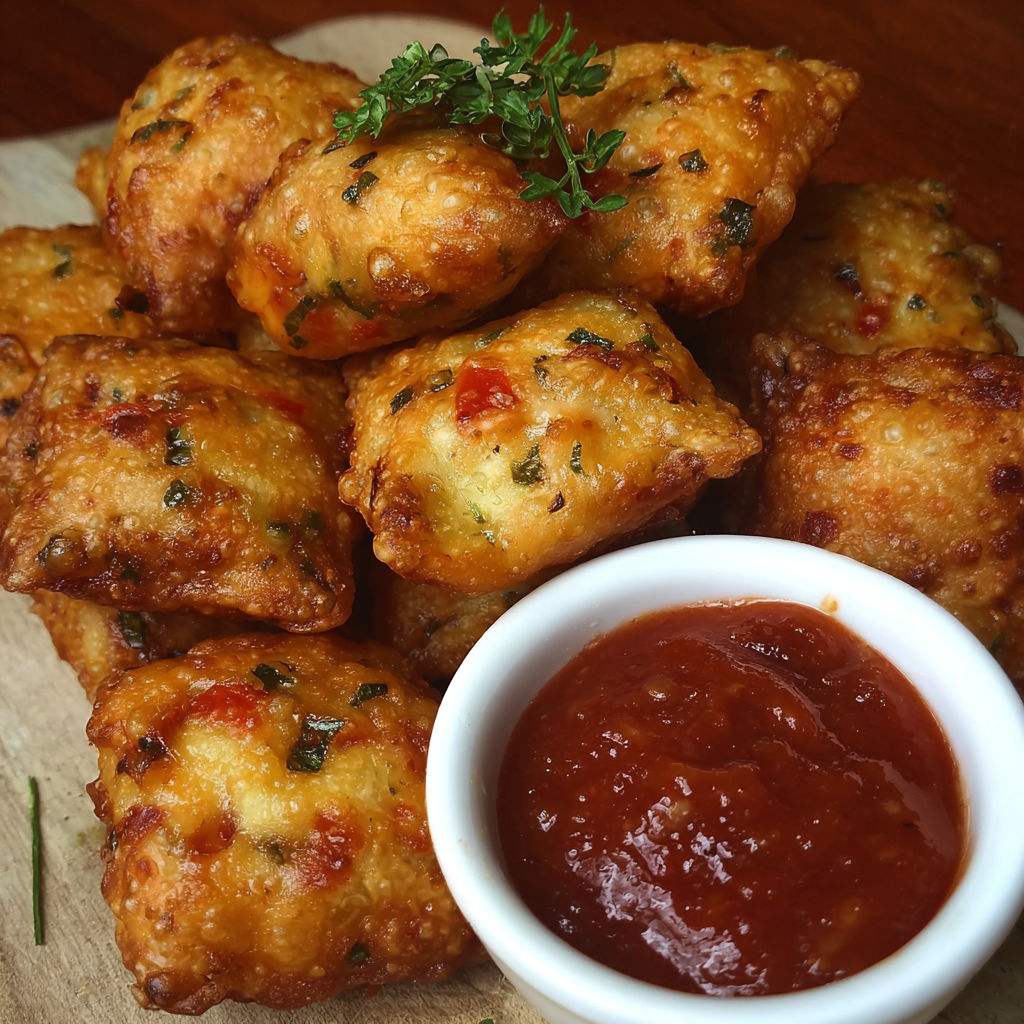 A bowl of cheese straws with a dipping sauce.