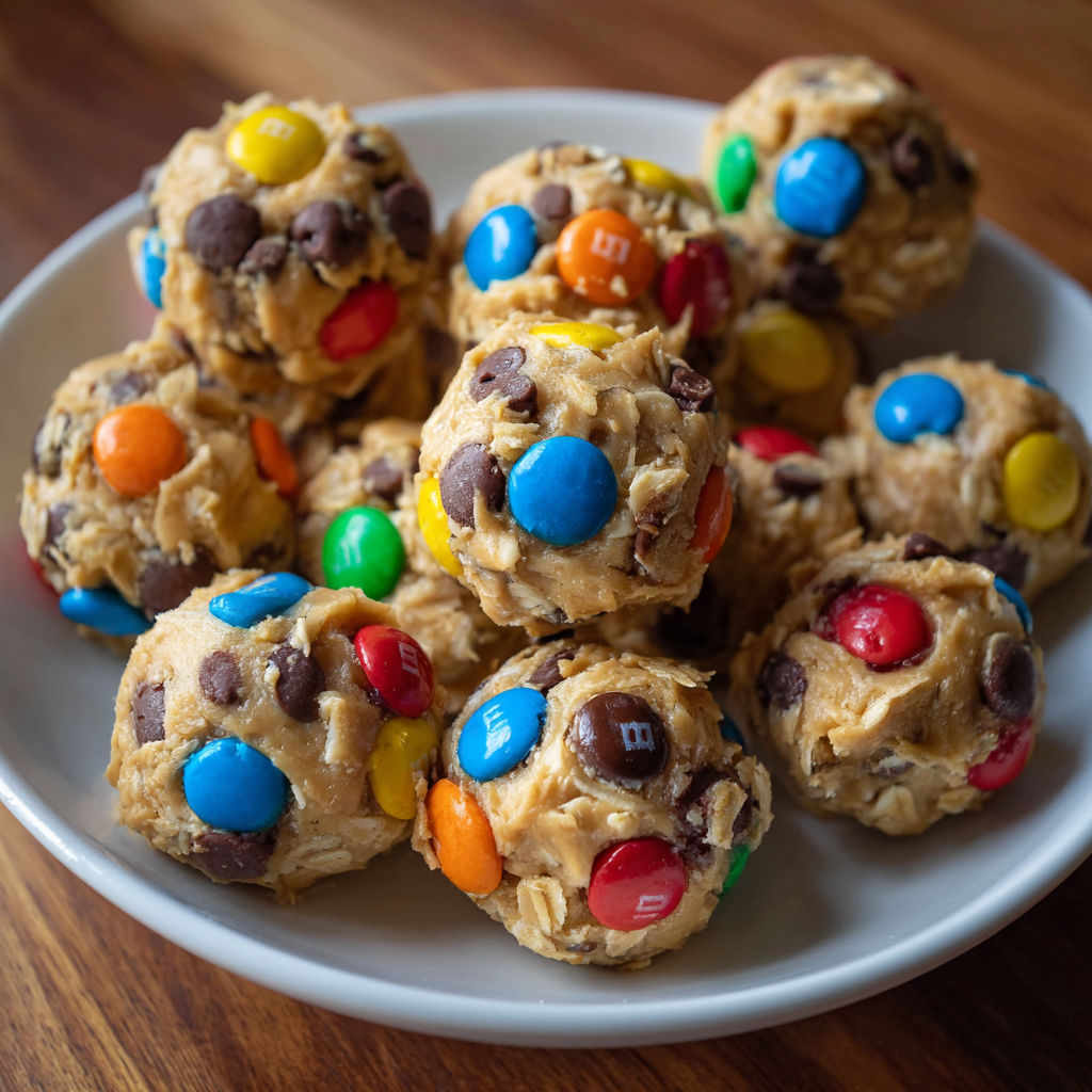 A plate of delicious treats, including chocolate chip and peanut butter cookies, is displayed on a wooden table.