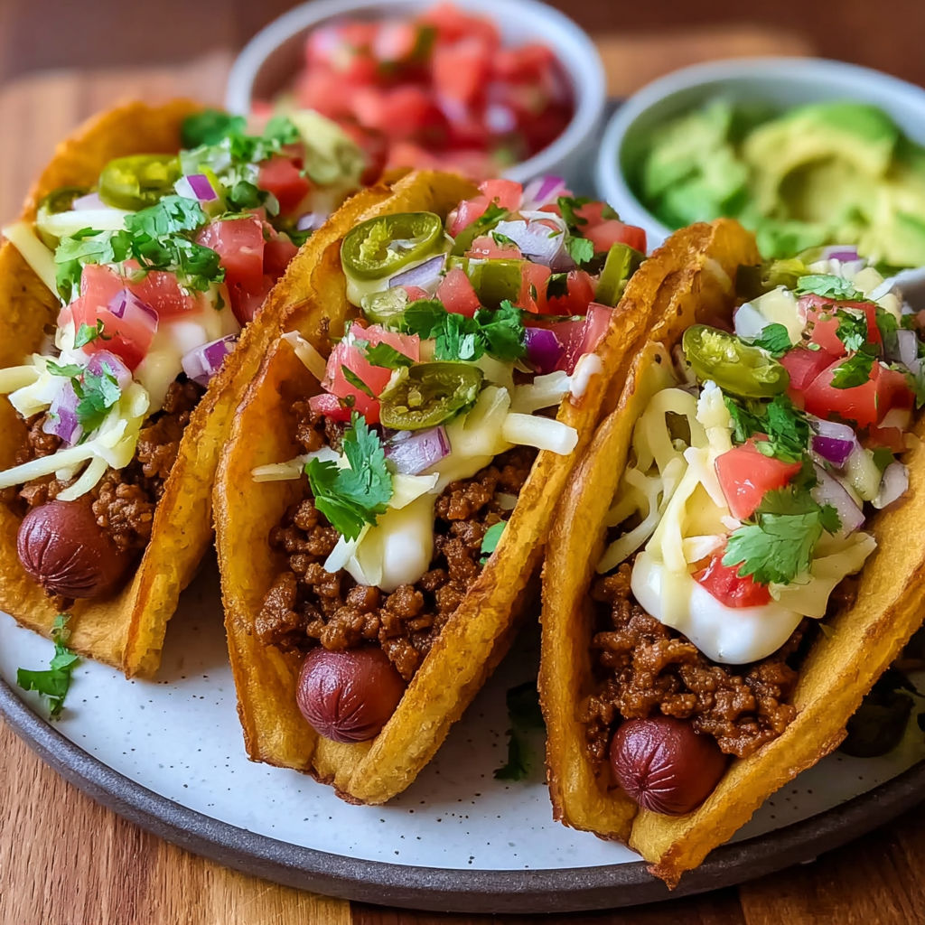 A plate of Mexican food with two tacos and a bowl of salsa.