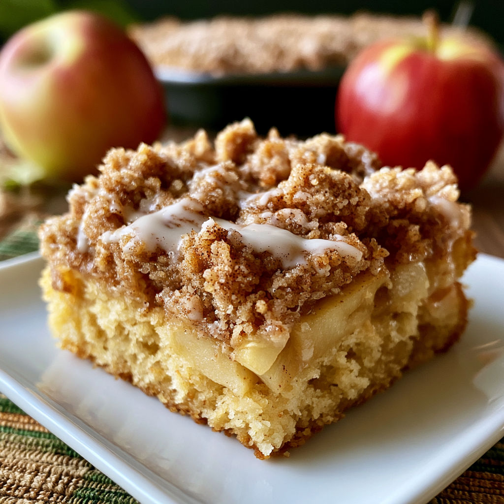 A delicious dessert made with apples and cinnamon, topped with a sweet glaze.