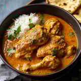 A bowl of chicken and rice.