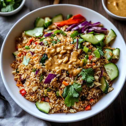 Rice Salad with Veggies and Peanut Dressing