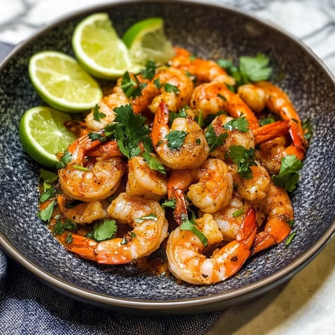 A bowl of shrimp with limes and herbs.