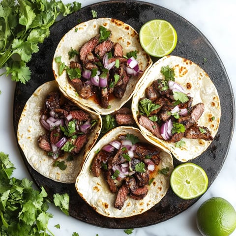 A plate of tacos with meat and onions.