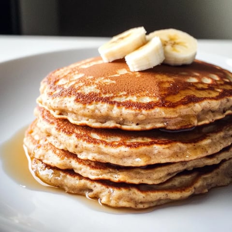 A stack of pancakes with bananas on top.