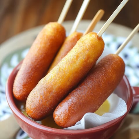 A bowl of corn dogs.