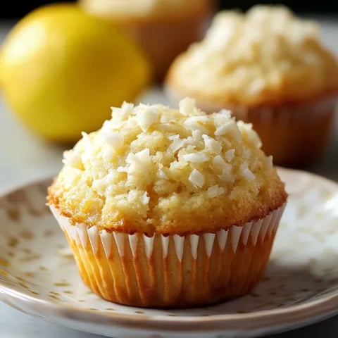 A cupcake with coconut on top.