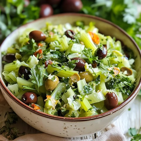 A bowl of vegetables with olives, cucumbers, and broccoli.