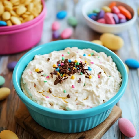 A bowl of cake with chocolate chips and sprinkles.
