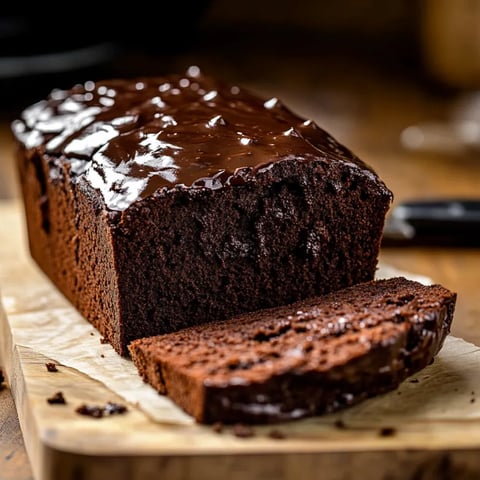 A slice of chocolate cake on a wooden cutting board.