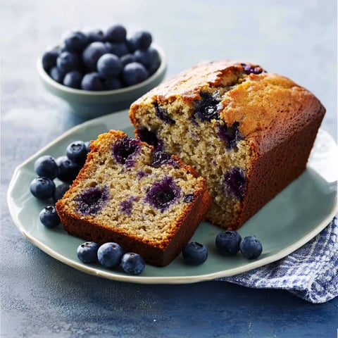 A slice of blueberry bread on a plate.