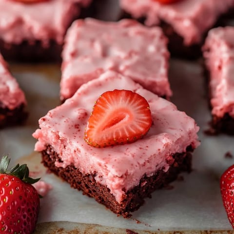 A slice of pink cake with a strawberry on top.
