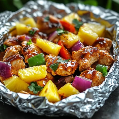 Grilled Hawaiian BBQ Chicken Pineapple Foil Packs