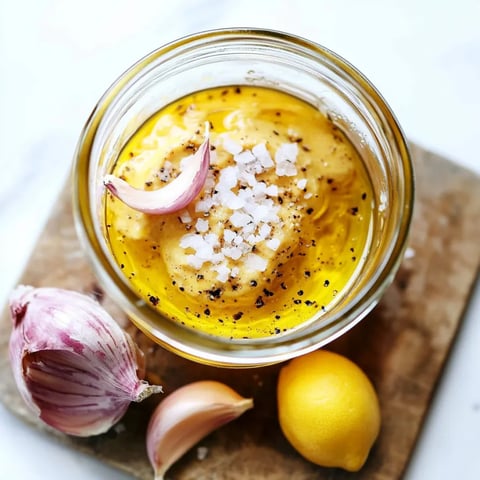 A jar of food with onions and lemon.