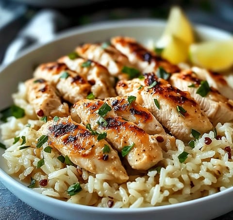 Chicken Scampi with Garlic Parmesan Rice