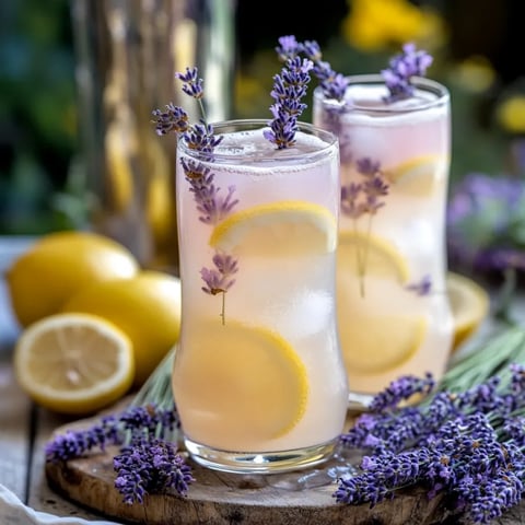 Two glasses of lemonade with lemon slices in them.
