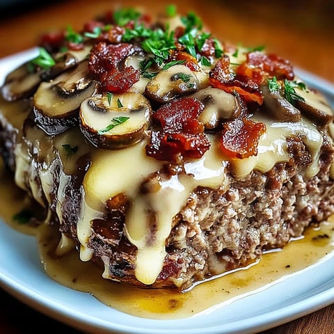 Swiss Bacon Mushroom Meatloaf