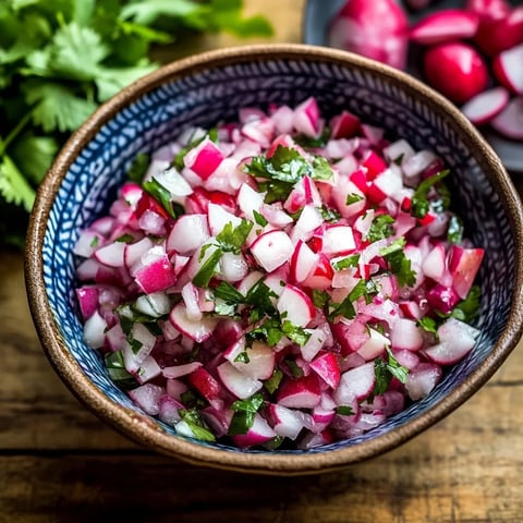 A bowl of food with red onions and green leaves.