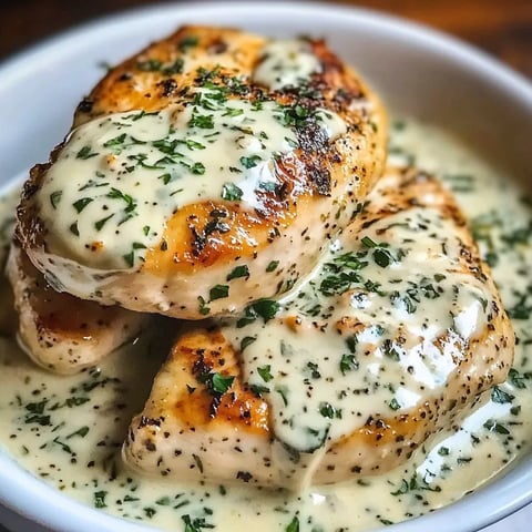 A bowl of creamy Boursin chicken with garlic and fine herbs.