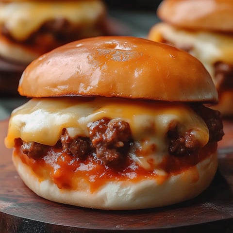 A close up of a delicious Old School Pizza Burger.
