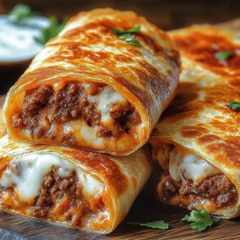 A delicious meal of Crispy Beef Cheese Chimichangas.