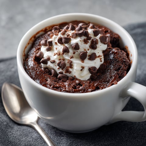A cup of Cottage Cheese Microwave Brownie with whipped cream on top.