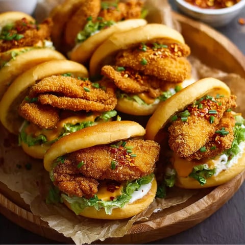A plate of Hot Chili Chicken Burgers with lettuce and tomato.