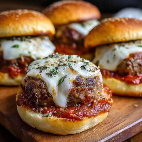 A plate of delicious cheesy Italian pizza burgers.