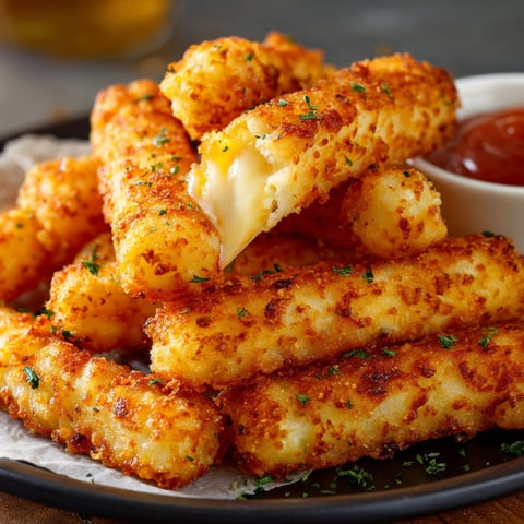 A plate of cheese sticks with a dipping sauce.