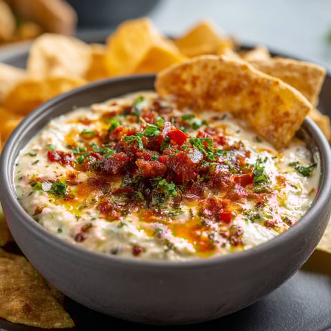 A bowl of Velveeta Rotel Dip with chips on the side.