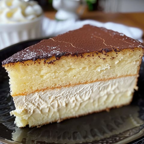A slice of Bird's Milk Cake on a plate.