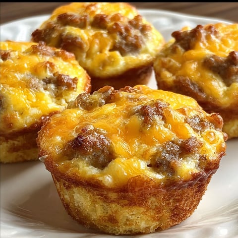 A plate of Bisquick Muffins with cheese and meat filling.