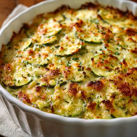 A delicious baked zucchini cheese dish with a golden crust and melted cheese.
