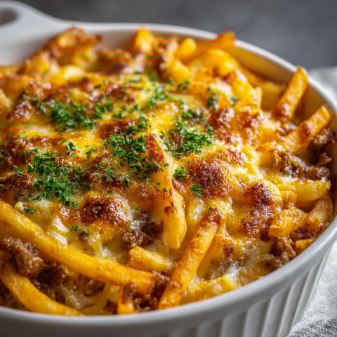 A delicious French Fry Casserole Bake is ready to be served.