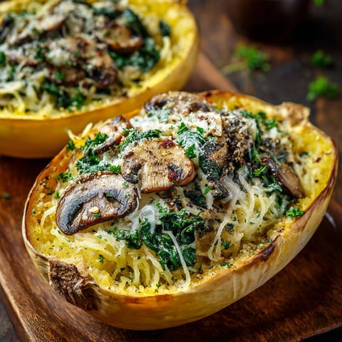 A delicious creamy spinach mushroom squash dish.