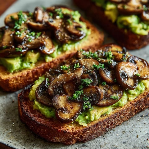 A slice of toast with mushrooms and avocado on top.