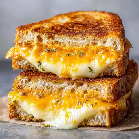Two pieces of grilled cheese sandwich with pickles on top.